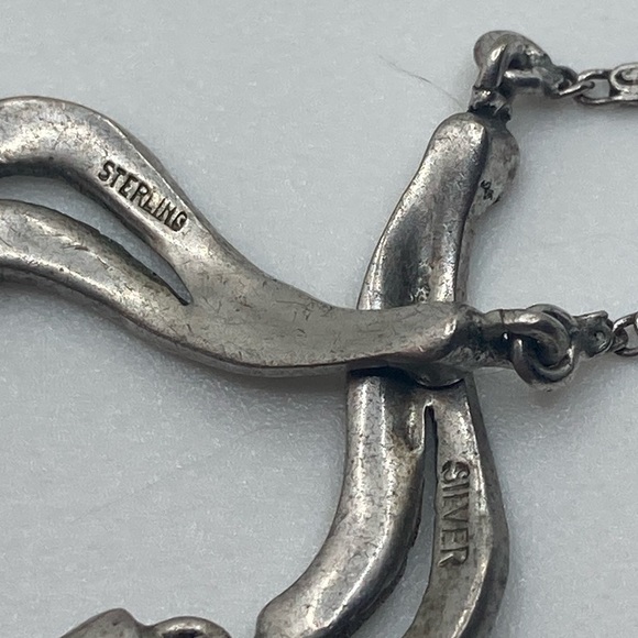 Art Deco Sterling Onyx & Marcasite Ornate Sterling Silver Chain Approx 16” - Picture 6 of 8